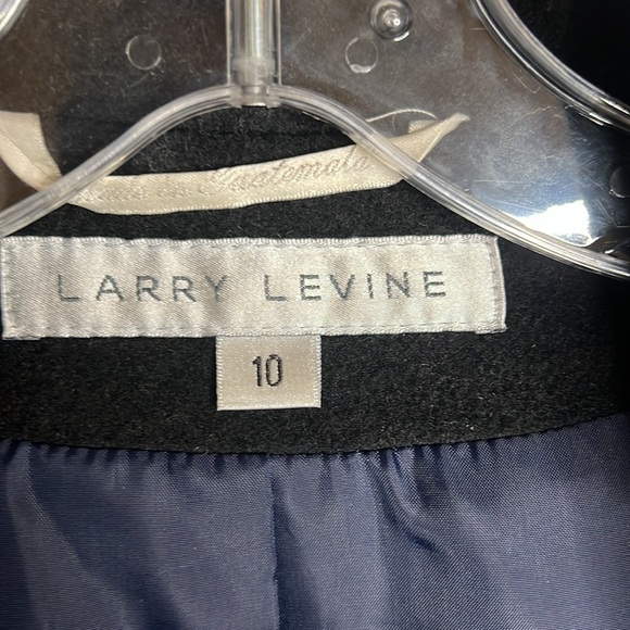 Larry Levine Black Wool Blend Button Down Trench Coat Size 10 - Picture 3 of 9